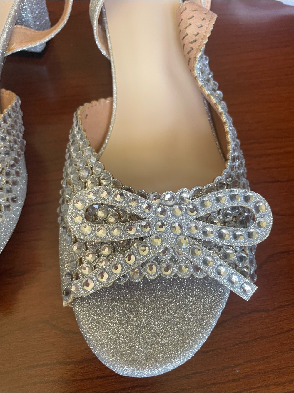 Silver Embellished Bow Women's Sandals